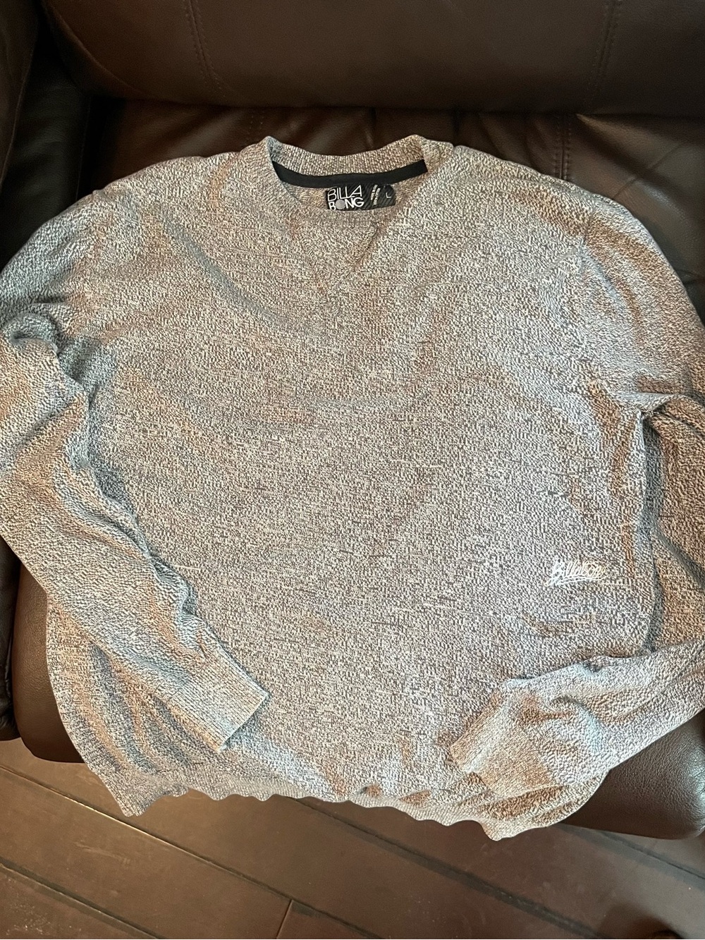 Vintage Billabong Marled Grey Knit Crewneck Sweater — Men’s L embroidered logo